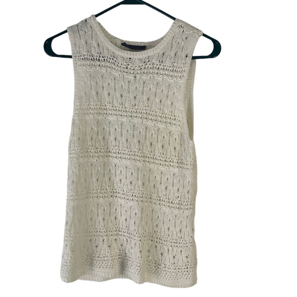 Wyatt Women's Size Medium White Sleeveless‎ Crochet Top Festival Boho Cottage
